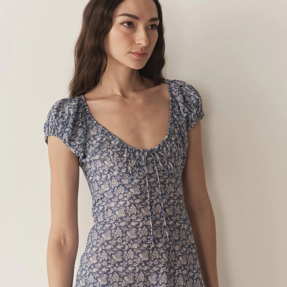 Doen Sofia Dress sz S in BLUE PORCELAIN TEA FLORAL - Picture 4 of 14